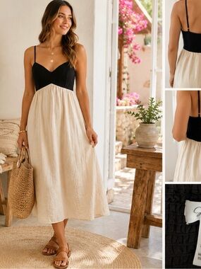 japna linen blend dress Japna linen blend floral midi dress | Sz S, NWT